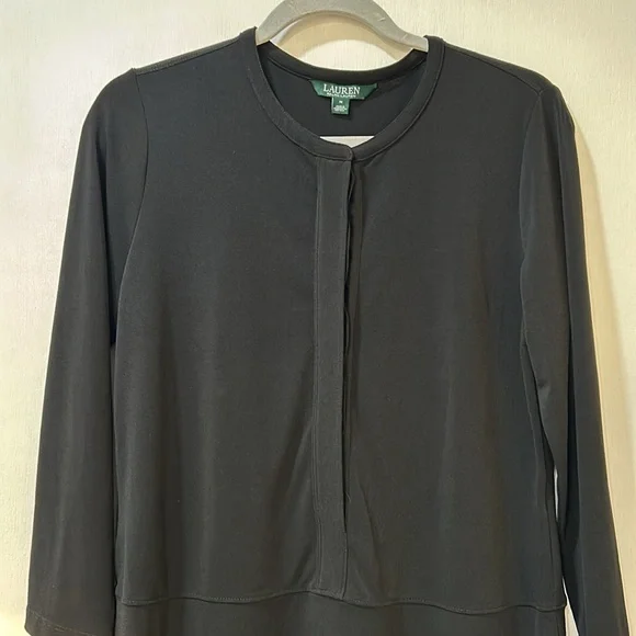 RALPH LAUREN WOMENS BLOUSE HIDDEN 3/8 BUTTONS BLACK Sz MD - Picture 2 of 10